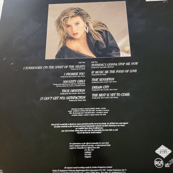 SAMANTHA FOX Self Titled LP Vinyl 1987 Jive Records 1061-1-J Pop Music LP6 - Picture 2 of 9